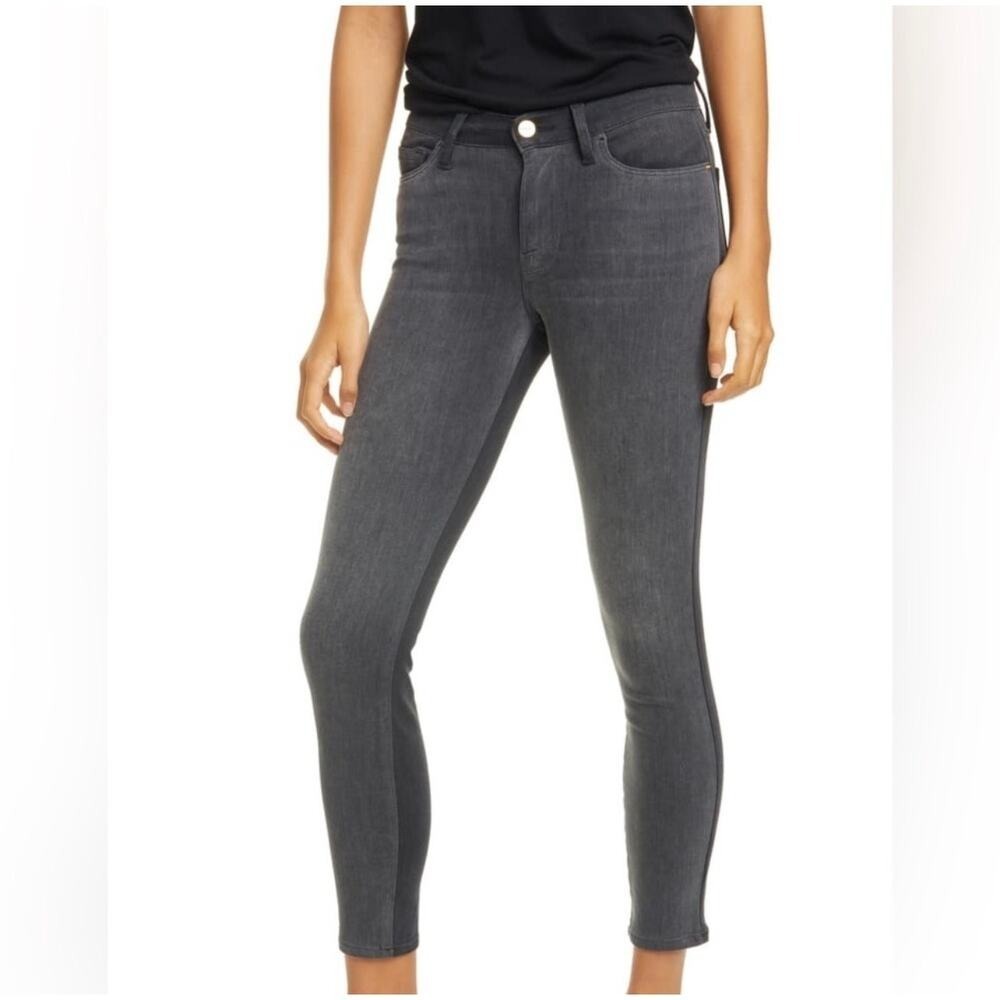 FRAME Denim Sz 30 Le Skinny de Jeanne‎ Crop Jeans Mid Rise Grey Tull Raw Cut Hem